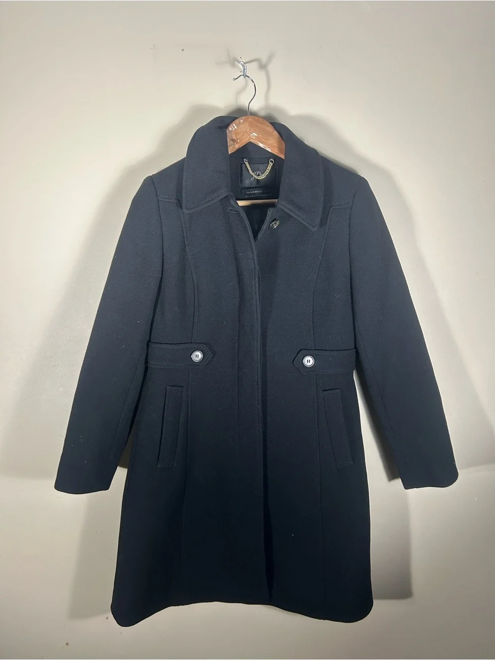 J. Crew Black Wool Double Cloth Coat Lady Topcoat Black Size 8 Petite - Picture 3 of 14